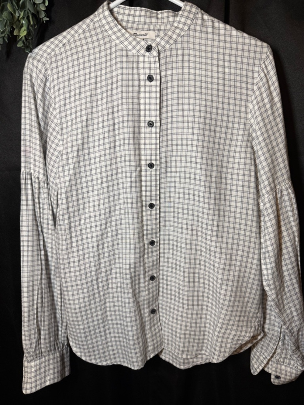 Women’s Small Madewell White and Black Check Button-Up Shirt